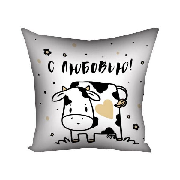 

Подушка с принтом Presentville С любовью! Коровка на белом фоне 40x40 см