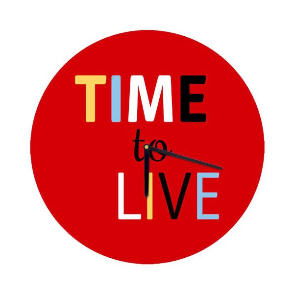 

Часы настенные круглые Presentville Time to live на красном фоне 36 см