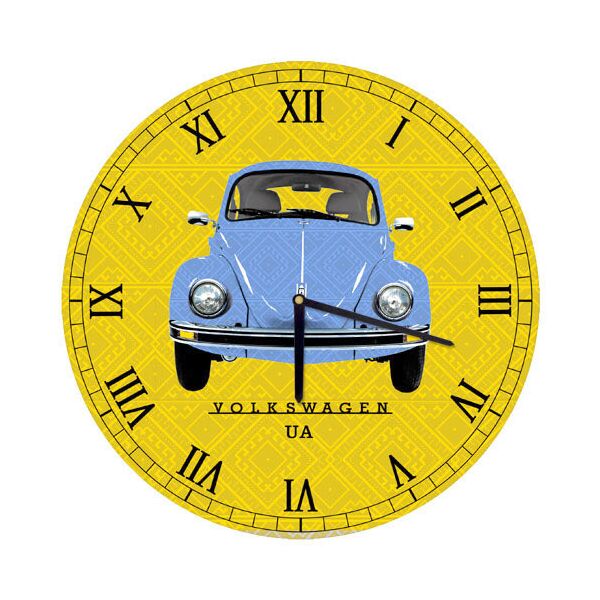 

Часы настенные круглые Presentville Автомобиль Жук на желтом фоне 36 см