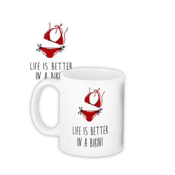 

Кружка с принтом Presentville Life is better in a bikini 330 мл