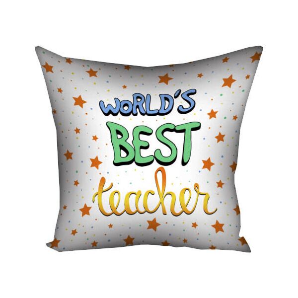 

Подушка с принтом Presentville World`s best teacher на белом фоне с звездами 30x30 см