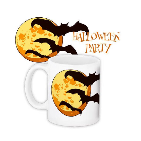 

Кружка с принтом Presentville Halloween party луна и летучие мыши 330 мл