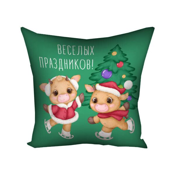 

Подушка с принтом Presentville Веселых праздников! 30x30 см