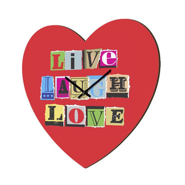 

Часы в форме сердца Presentville Live laugh love 36x36 см
