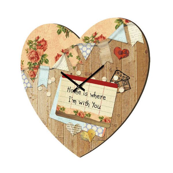 

Часы в форме сердца Presentville Home is where I`m with you 36x36 см