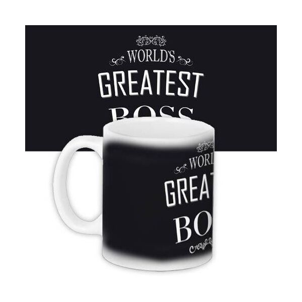 

Кружка с принтом Presentville Greatest boss на черном фоне 330 мл