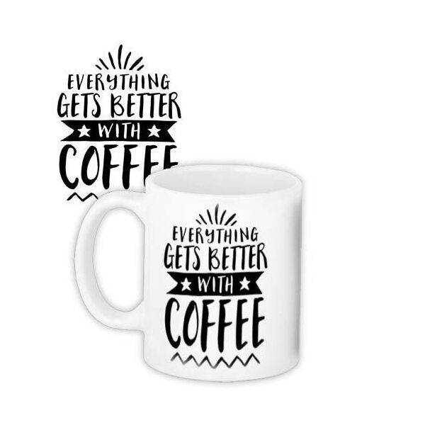 

Кружка с принтом Presentville Everything gets better with coffee 330 мл