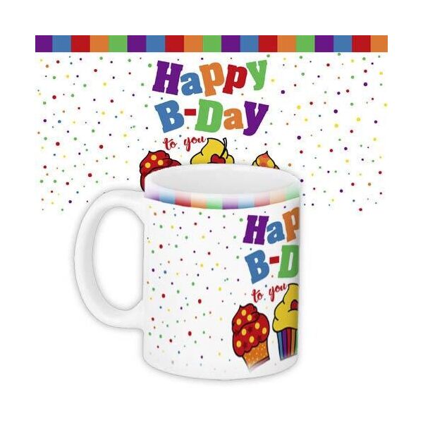 

Кружка с принтом Presentville Happy birthday пирожные 330 мл