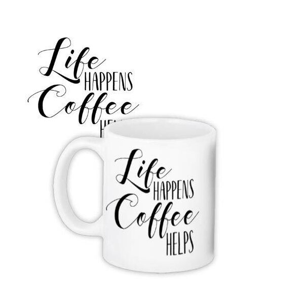 

Кружка с принтом Presentville Life happens, coffee helps 330 мл