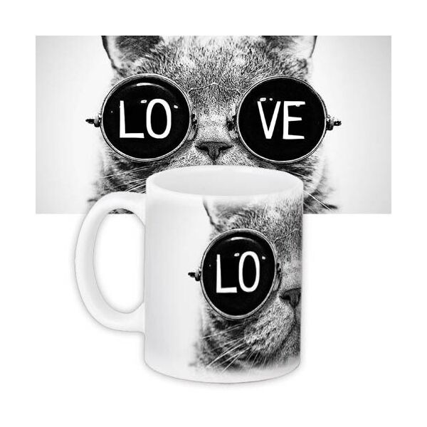 

Кружка с принтом Presentville Love кот в очках 330 мл