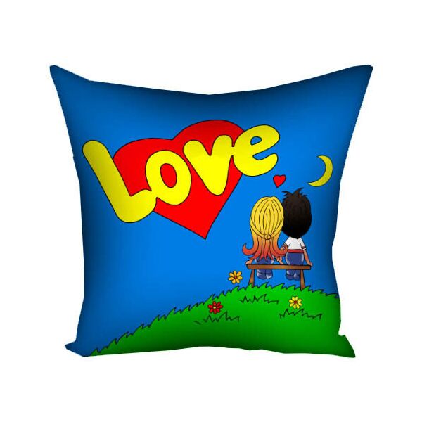 

Подушка с принтом Presentville Love is синяя 30x30 см