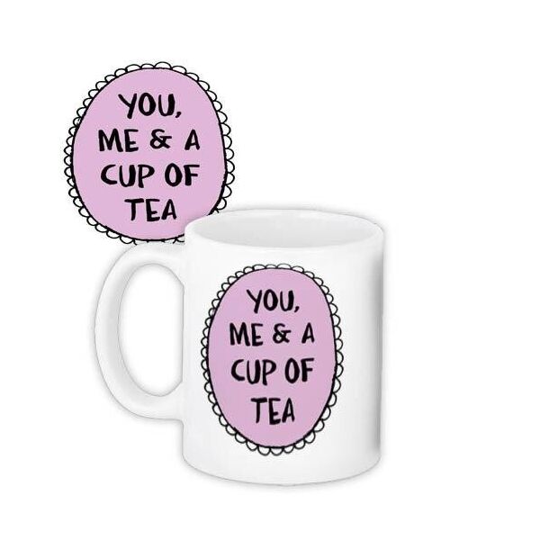 

Кружка с принтом Presentville You, me & a cup of tea на розовом фоне 330 мл