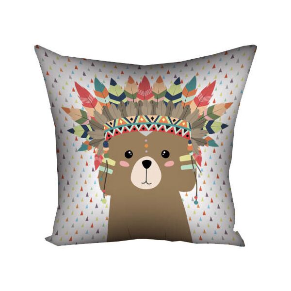 

Подушка с принтом Presentville Мишка в венец из перьев 30x30 см