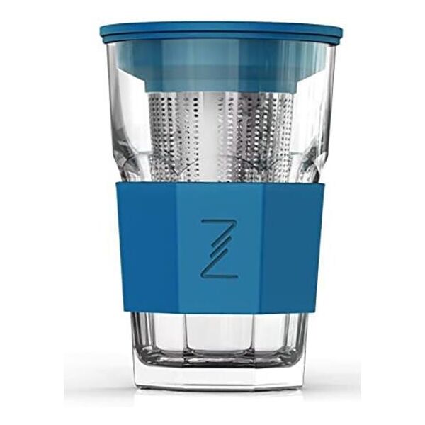 

Стакан-заварник ZestGlass Original 415мл с металлическим ситом и силиконовым защитой (синий)