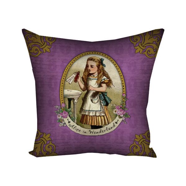 

Подушка с принтом Presentville Alice in the Wonderland на фиолетовом фоне 30x30 см