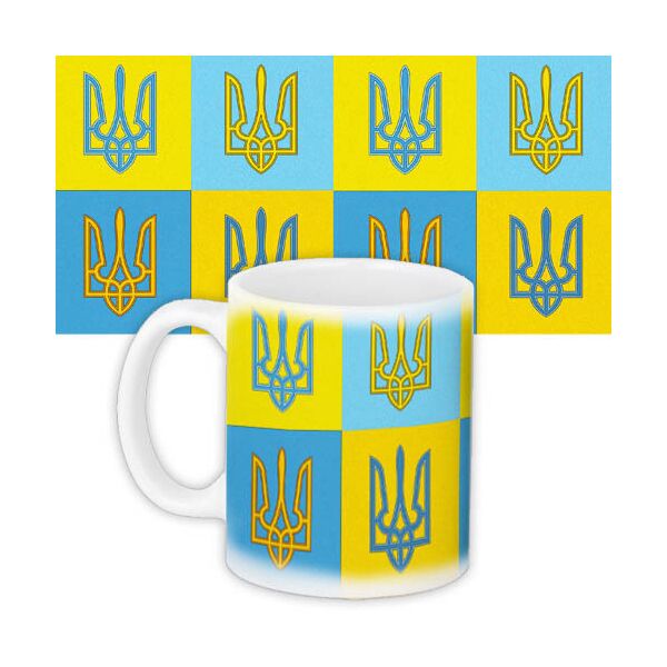 

Кружка с принтом Presentville Герби України в квадратиках 330 мл