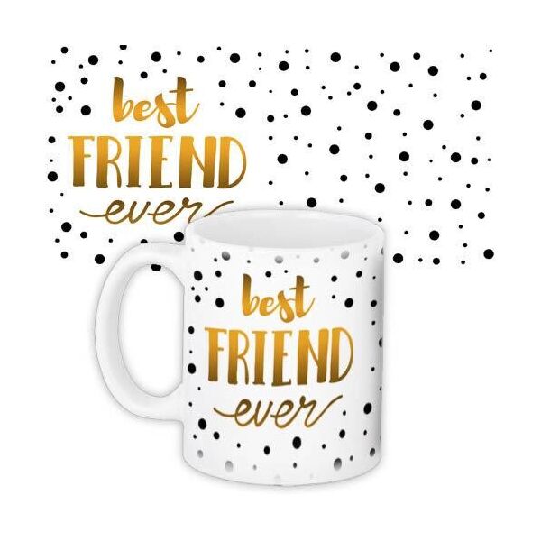 

Кружка с принтом Presentville Best friend ever на белом фоне в горошек 330 мл