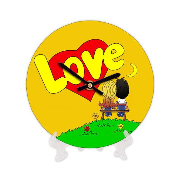 

Часы настенные круглые Presentville Love желтые 18 см