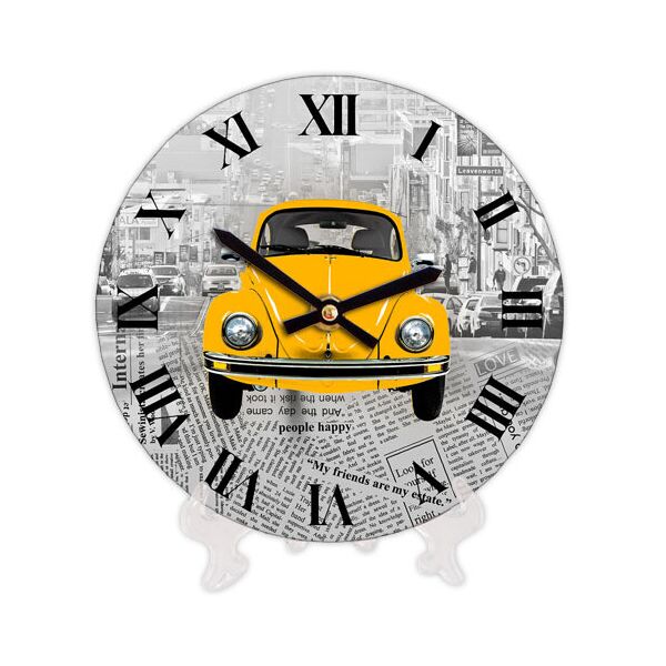 

Часы настенные круглые Presentville Автомобиль Жук желтый 18 см