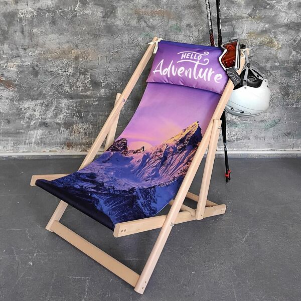 

Шезлонг раскладной деревянный из массива бука Presentville Hello, adventure