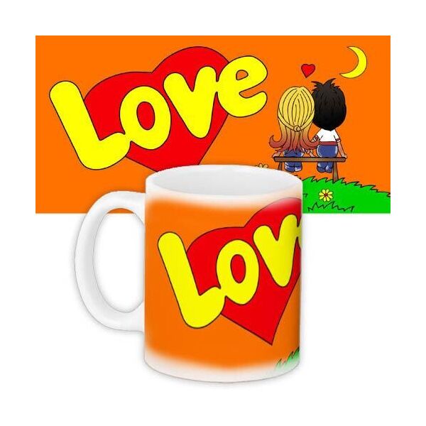 

Кружка с принтом Presentville Love is... оранжевая 330 мл