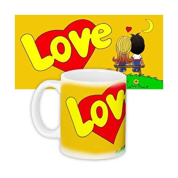 

Кружка с принтом Presentville Love is... желтая 330 мл