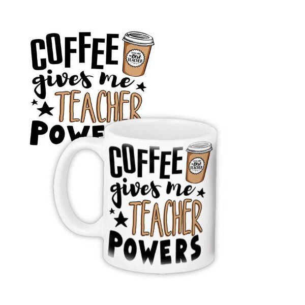 

Кружка с принтом Presentville Coffee gives me teacher powers 330 мл