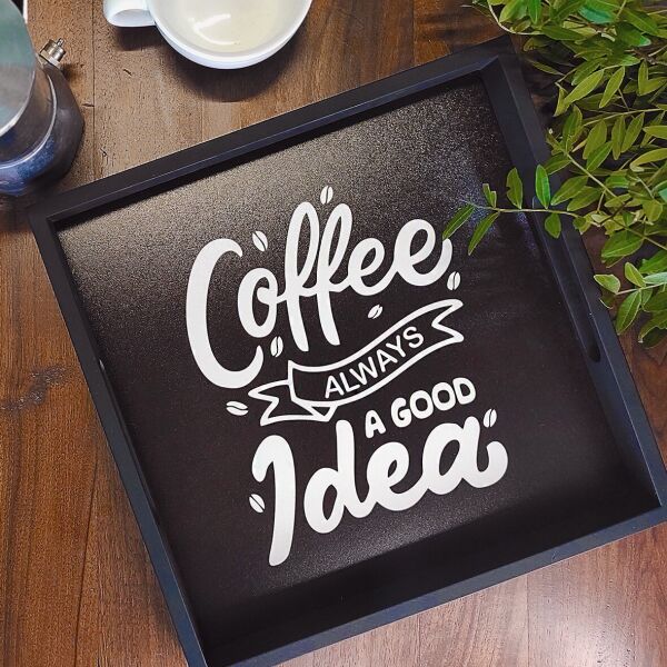 

Поднос деревянный с принтом Presentville Coffee always a good idea 33х33х4 см