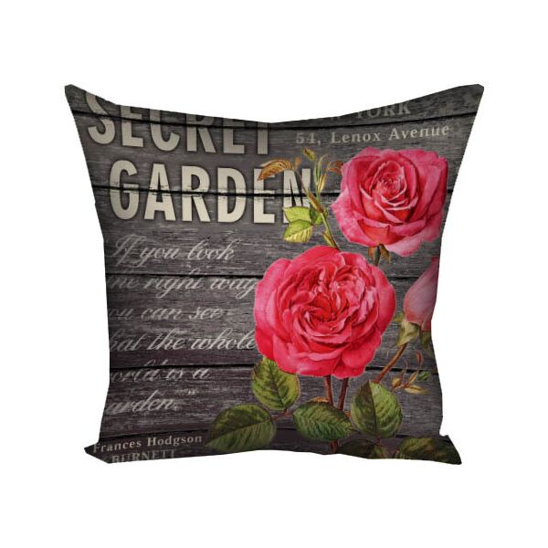 

Подушка с принтом Presentville Secret garden на темно-сером фоне с розами 50x50 см