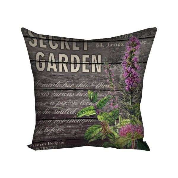 

Подушка с принтом Presentville Secret garden на темно-сером фоне с фиолетовым цветком 50x50 см