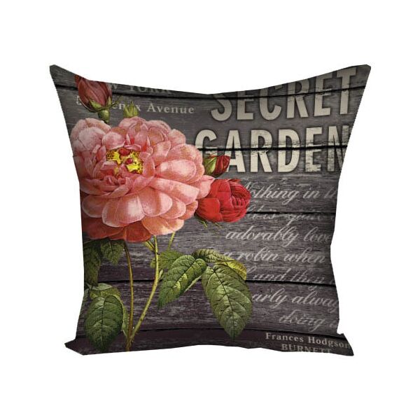 

Подушка с принтом Presentville Secret garden на темно-сером фоне с розовым цветком 50x50 см