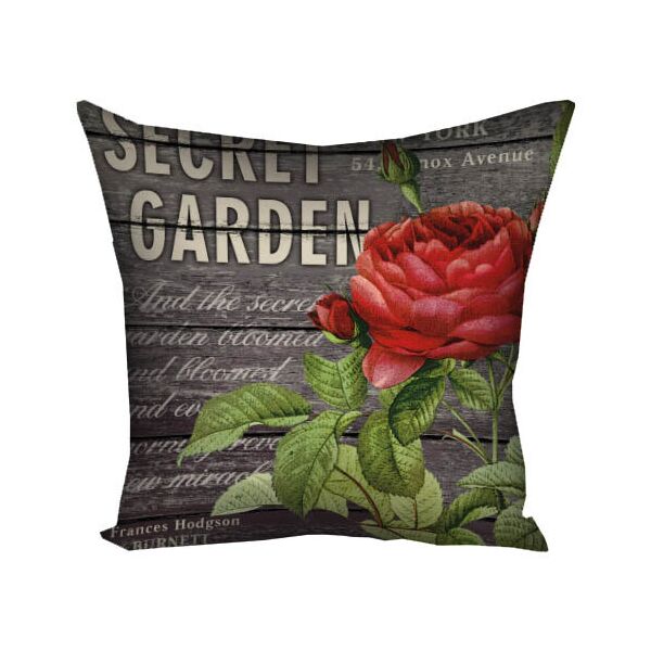 

Подушка с принтом Presentville Secret garden на темно-сером фоне с красным цветком 50x50 см