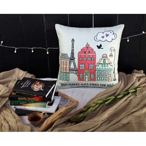 

Подушка интерьерная из мешковины Presentville This world was made for us! 45x45 см