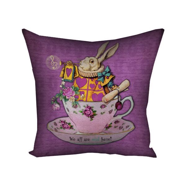 

Подушка с принтом Presentville We all are mad here! на фиолетовом фоне 50x50 см