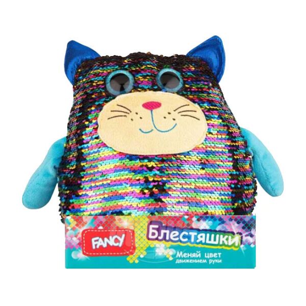 

Мягкая игрушка подушка Кот Пэрис с пайетками 24 см Fancy BR84581