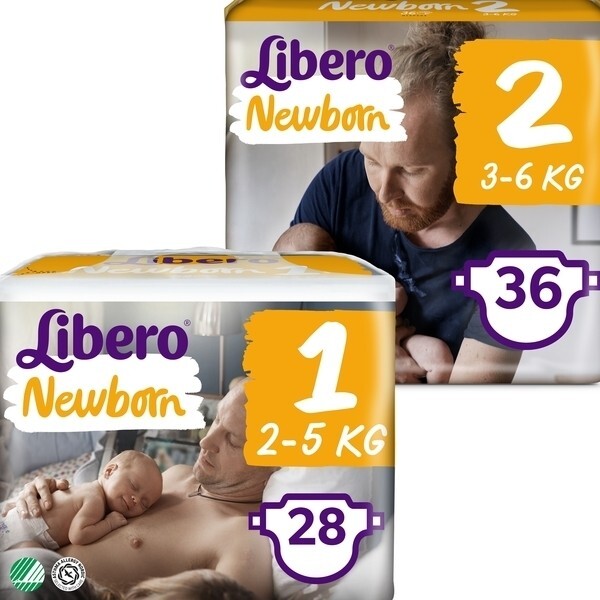 

Набор подгузников Libero Newborn 1 (2-5 кг), 28 шт. + Newborn 2 (3-6 кг), 36 шт.