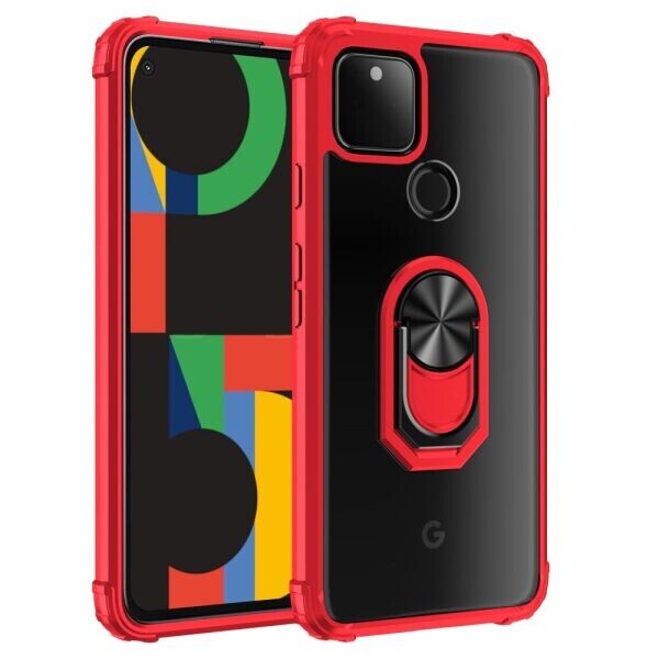 

Защитный чехол Deexe Crystal Ring для Google Pixel 4a 5G - Red / Black
