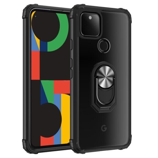

Защитный чехол Deexe Crystal Ring для Google Pixel 4a 5G - Black / Silver