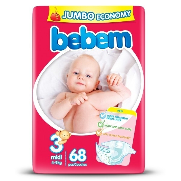 

Подгузники Bebem 3 (4-9 кг), 68 шт.