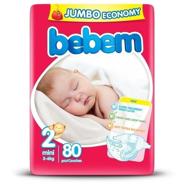 

Подгузники Bebem 2 (3-6 кг), 80 шт.