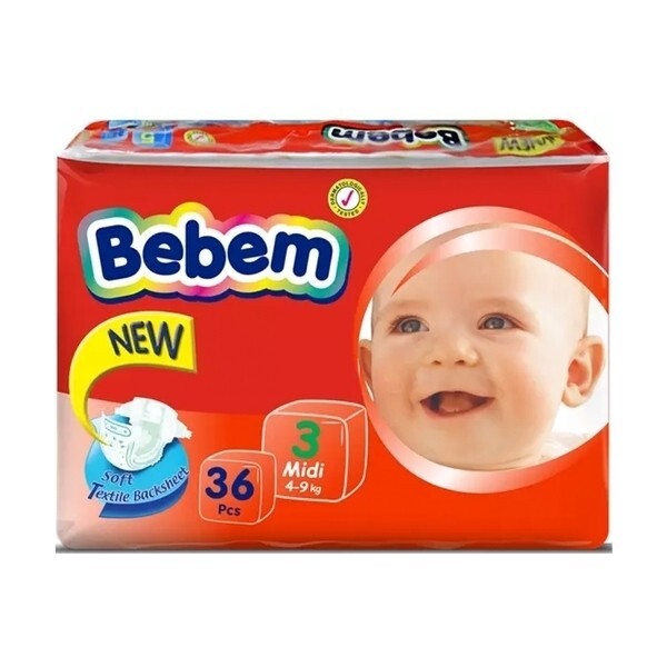 

Подгузники Bebem 3 (4-9 кг), 36 шт.