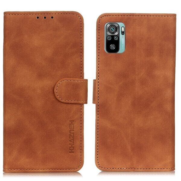 

Чехол-книжка KHAZNEH Retro Wallet для Xiaomi Redmi Note 10 / Note 10S - Brown