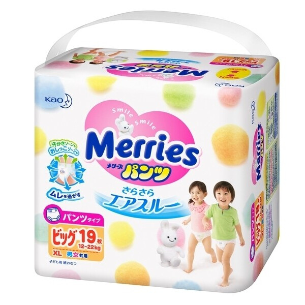 

Подгузники-трусики Merries XL (12-22 кг), 19 шт.