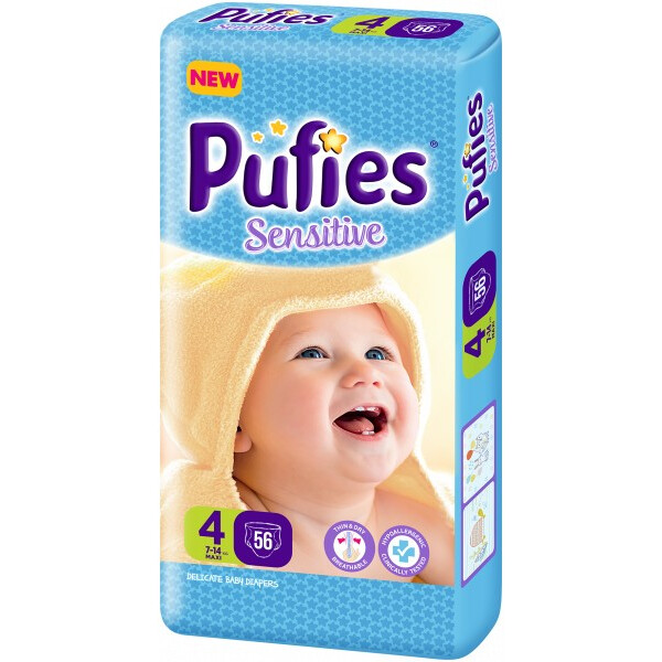 

Подгузники Pufies Sensitive Maxi Pack 4 (7-14 кг), 56 шт.