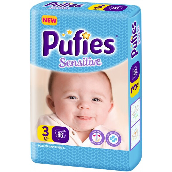 

Подгузники Pufies Sensitive Maxi Pack 3 (4-9 кг), 66 шт.