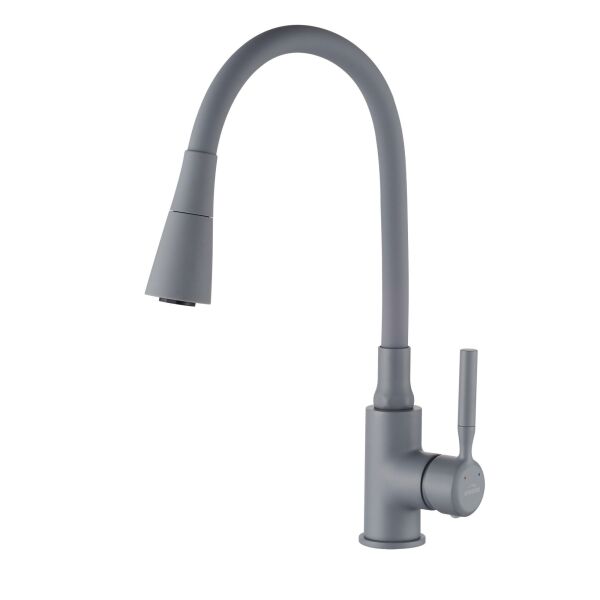 

Смеситель для кухни с гибким изливом, Invena Hula Plus, серый, BZ-85-P05