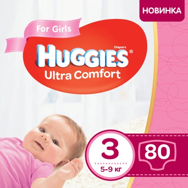 Акция на Подгузники для девочек Huggies Ultra Comfort 3 (5-9 кг), 80 шт. (5029053543604) от Allo UA