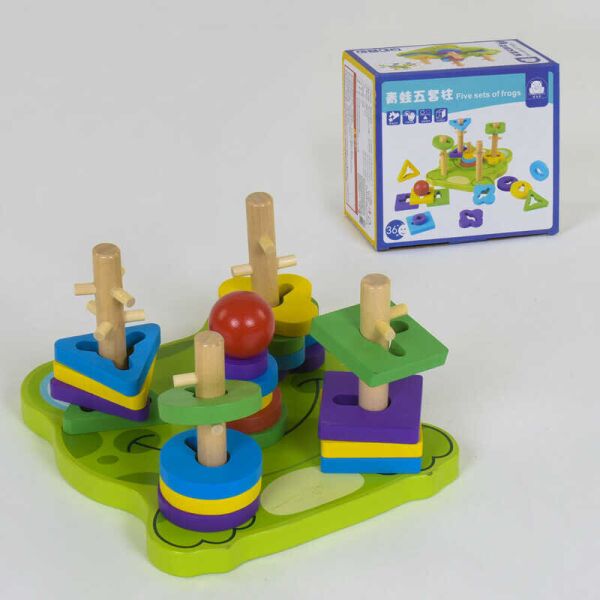 

Деревянная игра пирамидка-сортер Лягушка С 39385 (40) в коробке