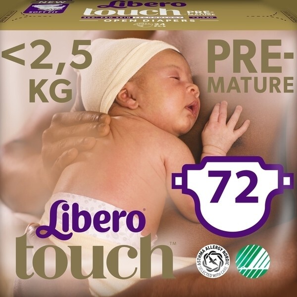 

Набор подгузников Libero Touch Prema 0 (до 2,5 кг), 72 шт. (3 уп. по 24 шт.)