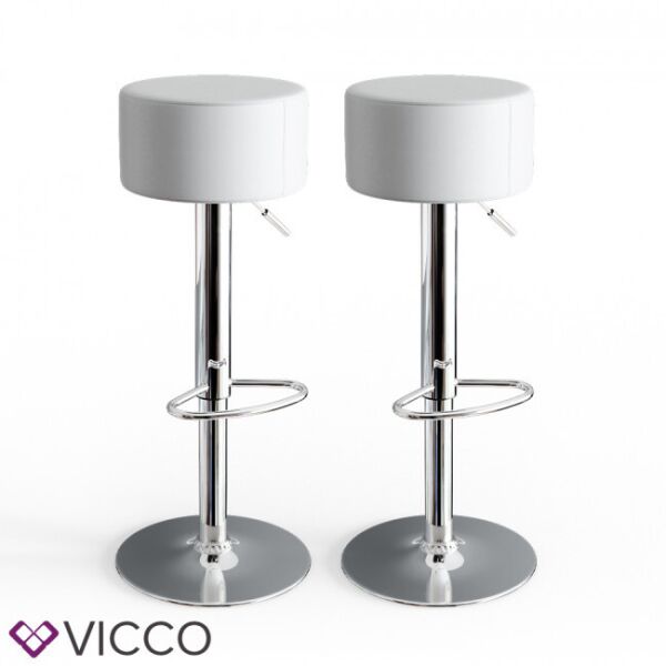 

Барный стул 2 шт, хоккер с подставкой для ног, Vicco, белые